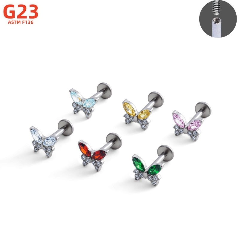 Titanium Jewelry Manufacturer - Butterfly Rock ASTM F136 Labret