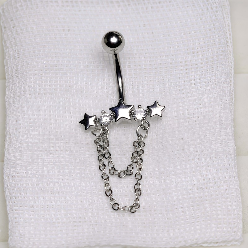 Star-shaped Ring Manufacturer - Crystal Chain Detail Stainless