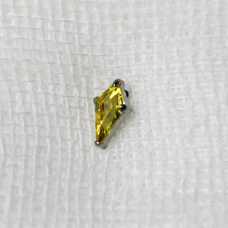 Titanium Nose Stud Factory - G23 Rhombus Blue Zirconia Inlay