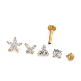 Titanium Steel Jewelry Manufacturer - Flower Butterfly CZ Inlay