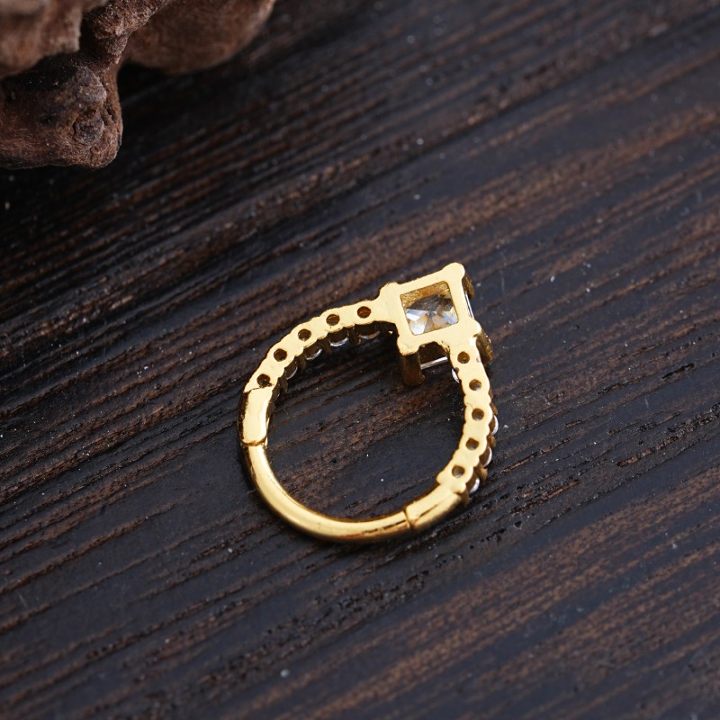 Zircon Nose Ring Manufacturer - Round Closed Loop Large Square
