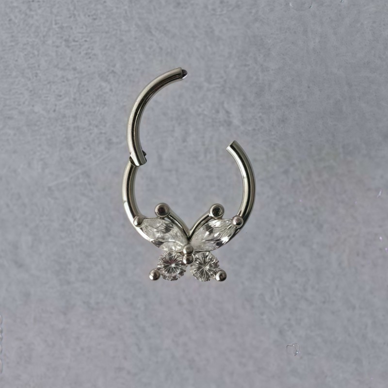 Body Piercing Jewelry Supplier - Butterfly Zircon Crystal Nose