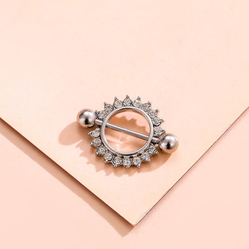 Nipple Piercing Jewelry Supplier - Zircon Shield Flower Charming