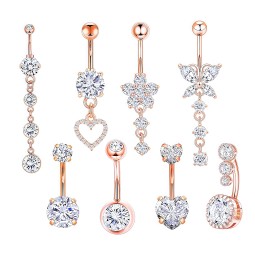 Navel Belly Rings Manufacturer - 8pcs/set Zircon Inlay Cute