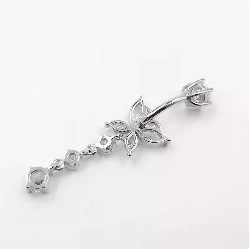 Silver Belly Ring Supplier - Horse-eye Butterfly Zircon Stud
