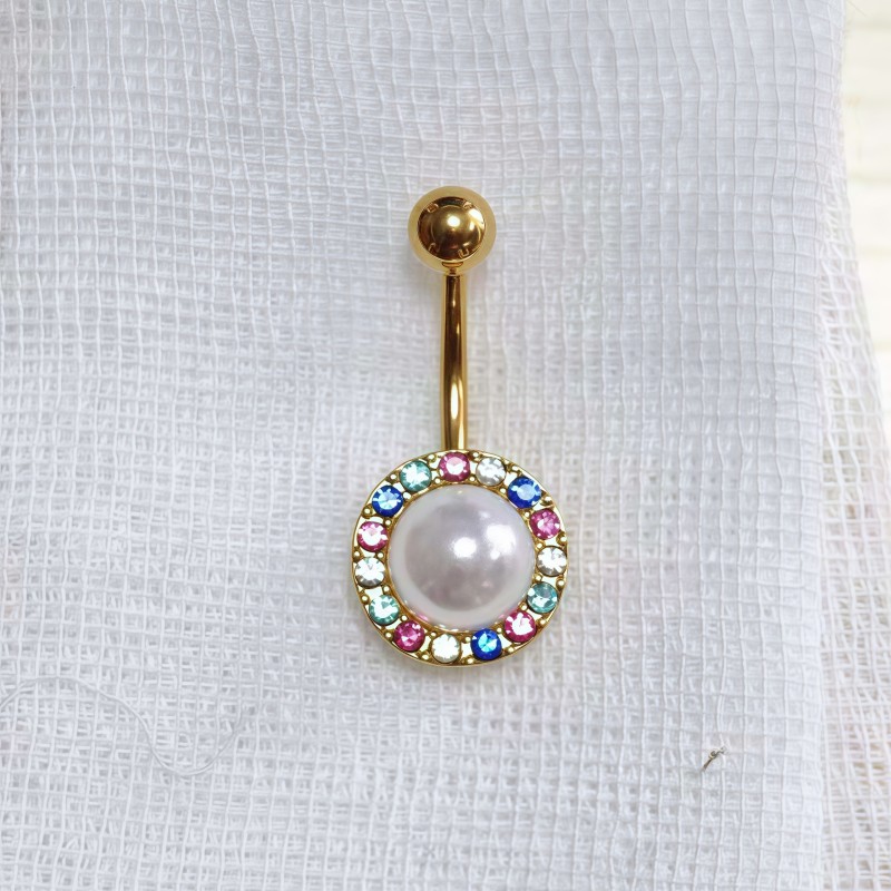 Gold Plated Ring Supplier - Colorful 5A Zircons Pearl Piercing