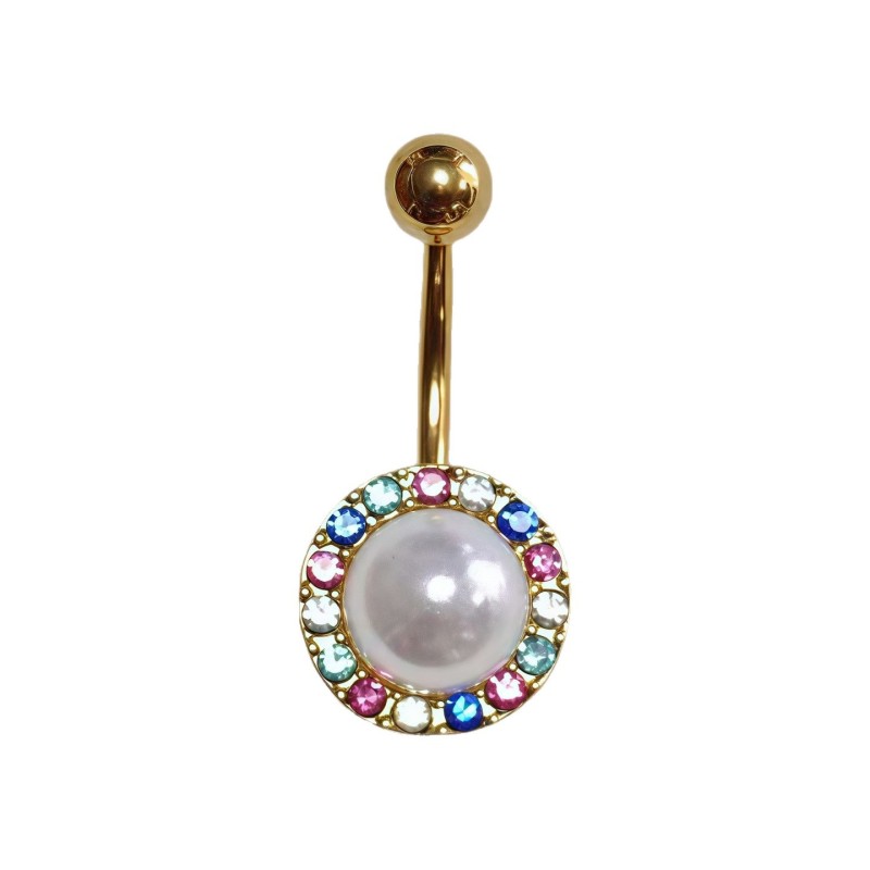 Gold Plated Ring Supplier - Colorful 5A Zircons Pearl Piercing