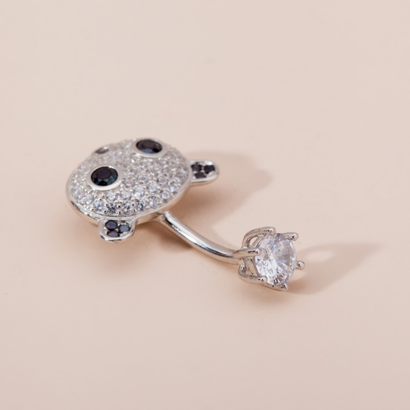 S925 Belly Ring Supplier - European American Zircon Giant Panda