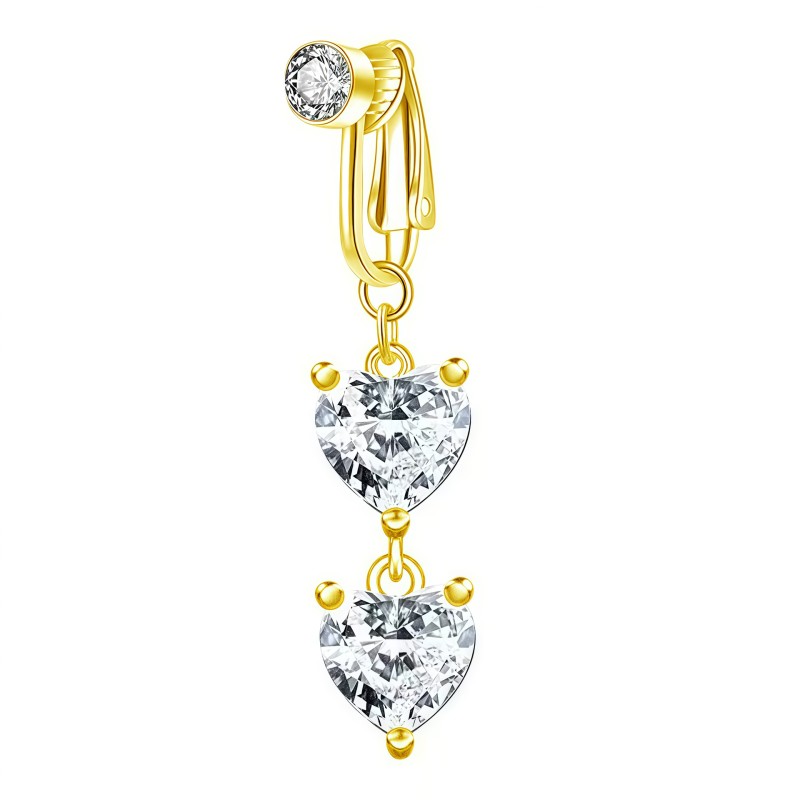 Non Piercing Clip Supplier - Heart-shaped Zircon Faux Navel
