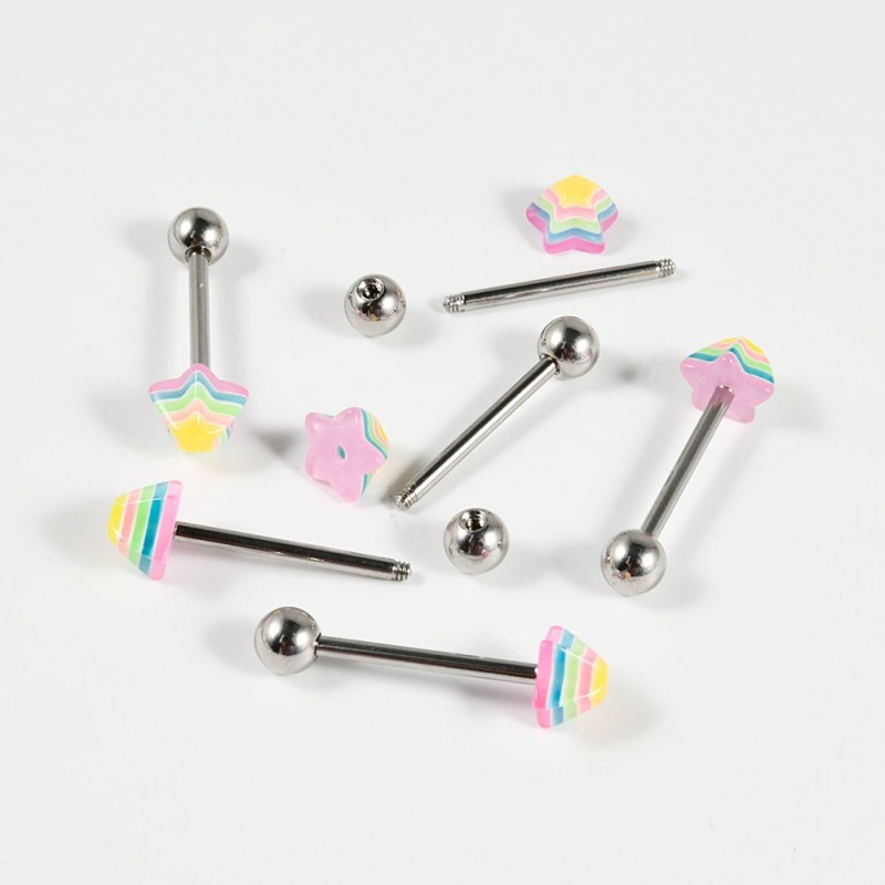 Tongue Piercing Supplier - 316L Stainless Steel Star Love Shape
