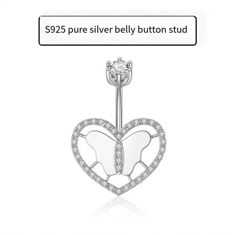 Belly Button Ring Supplier - 925 Sterling Silver Heart-shaped