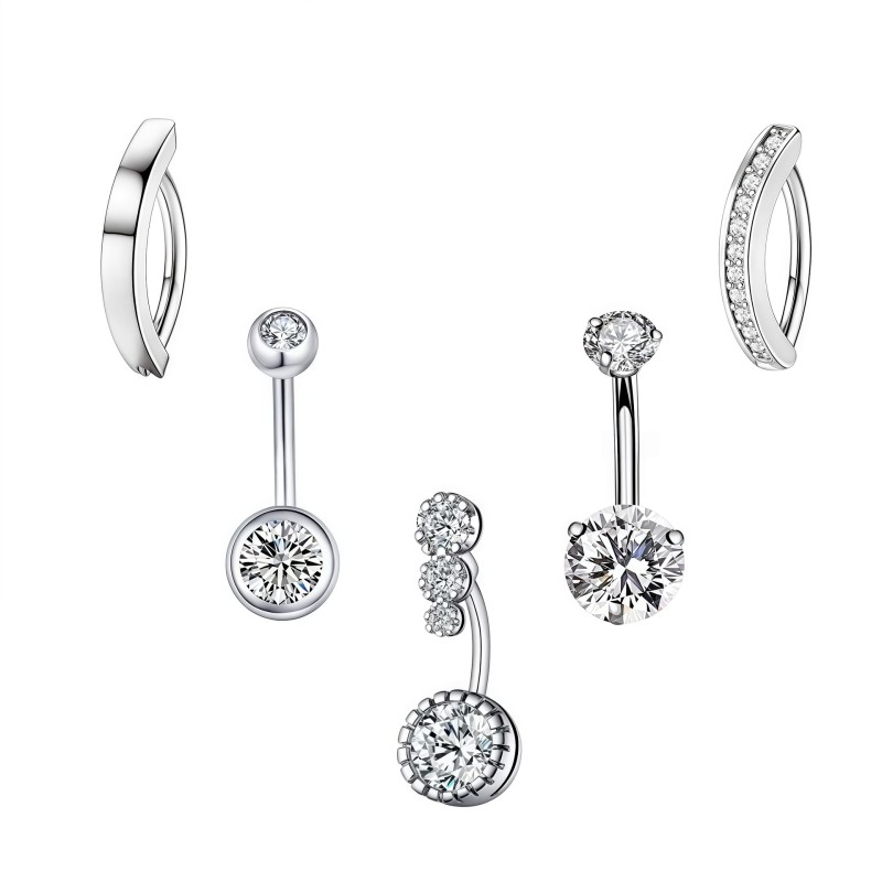 Navel Rings Manufacturer - 6pcs Silver Gold Plated Surgical