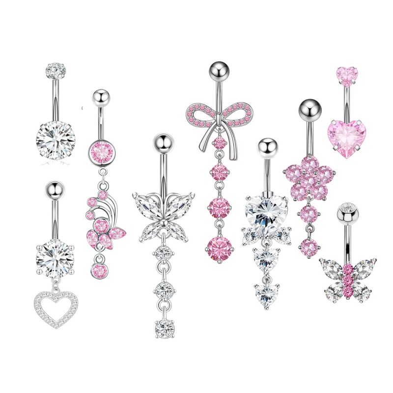 Heart Zircon Set Manufacturer - 9pcs/set Butterfly Flower Dangle