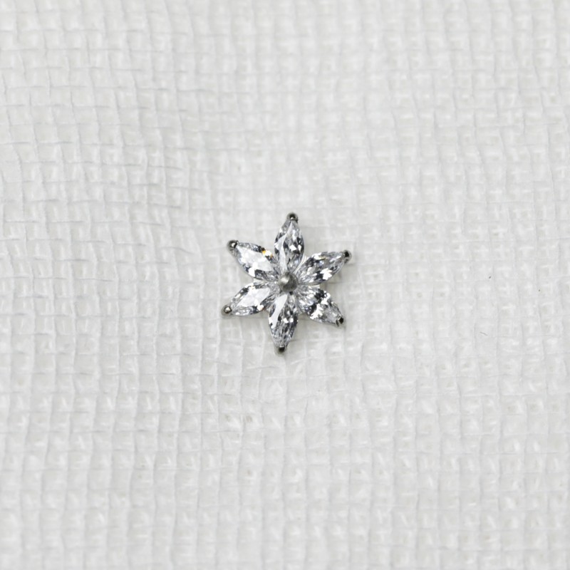 Titanium Earrings Supplier - Flower Zircon Internal Thread Labret
