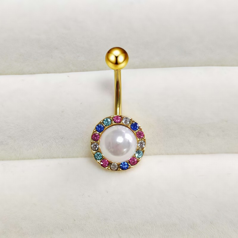 Gold Plated Ring Supplier - Colorful 5A Zircons Pearl Piercing
