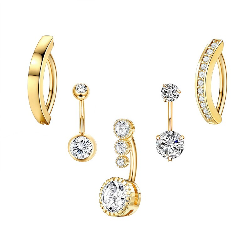 Navel Rings Manufacturer - 6pcs Silver Gold Plated Surgical