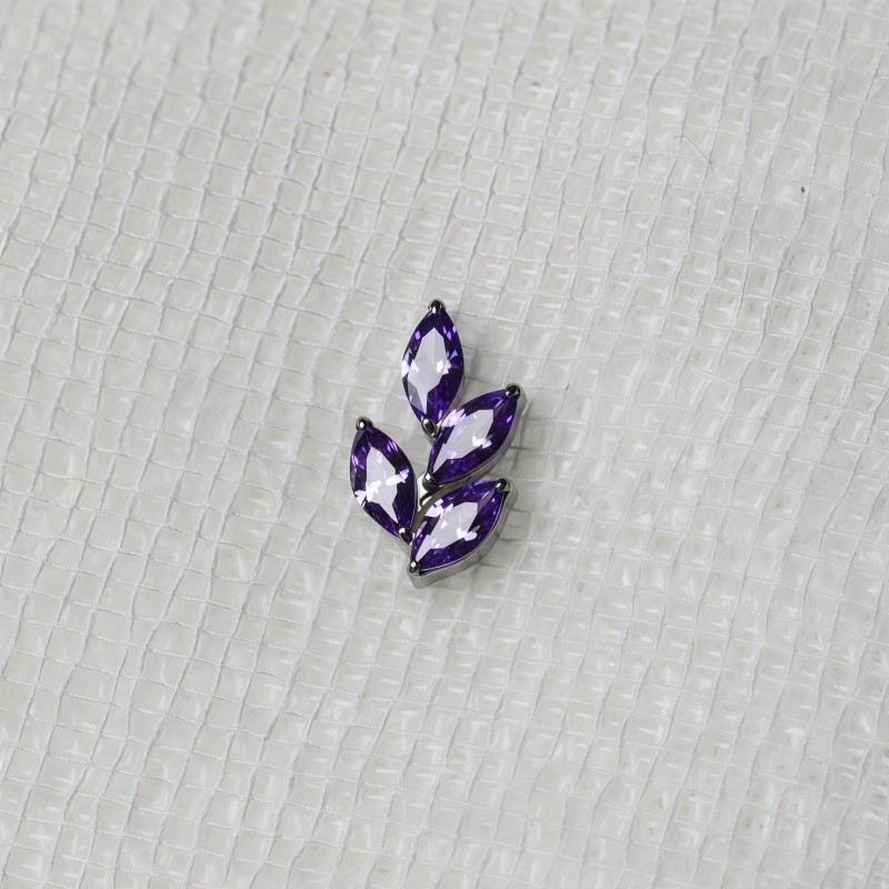 Titanium Piercing Factory - Leaf Shaped CZ Nose Stud Colorful