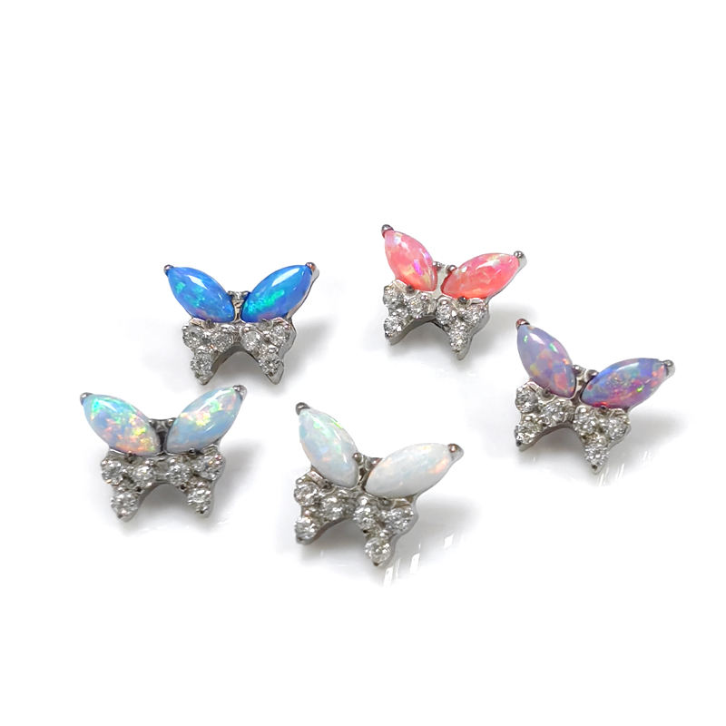 Helix Stud Earrings Supplier - G23 Titanium Opal Butterfly