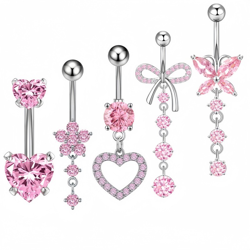 Pink Series Set Factory - Fashion Heart Shaped Zircon Pendant