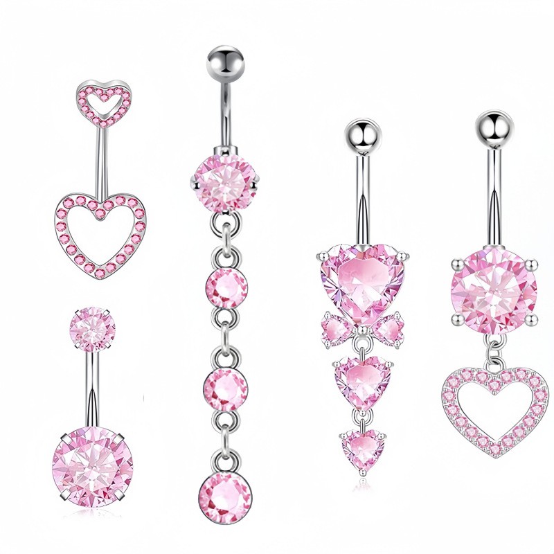 Pink Series Set Factory - Fashion Heart Shaped Zircon Pendant