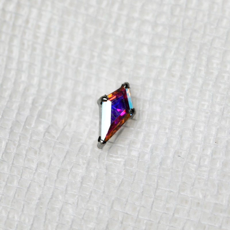Titanium Nose Stud Factory - G23 Rhombus Blue Zirconia Inlay