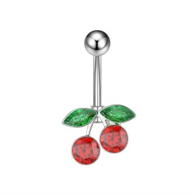 Red Cherry Ring Manufacturer - Stainless Steel Rhinestone Belly