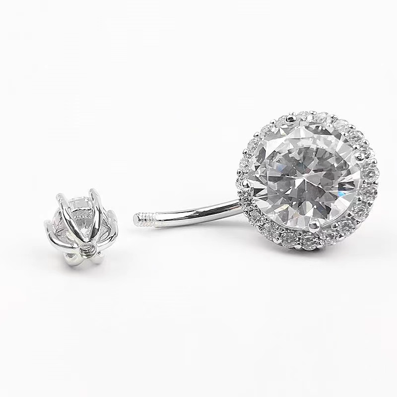 Silver Belly Ring Manufacturer - Round Zircon Stud Hot Girl
