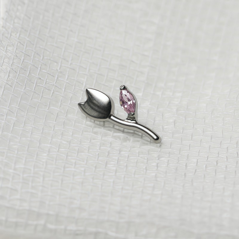 Titanium Ear Studs Manufacturer - Tulip Shape CZ Inlay Multicolor
