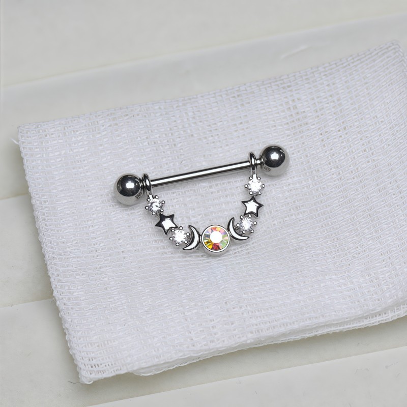 Nipple Ring Supplier - Boho Celestial Star Moon Crystal