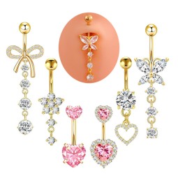 Navel Piercing Set Factory - 6-piece Chic Gold Color Flower