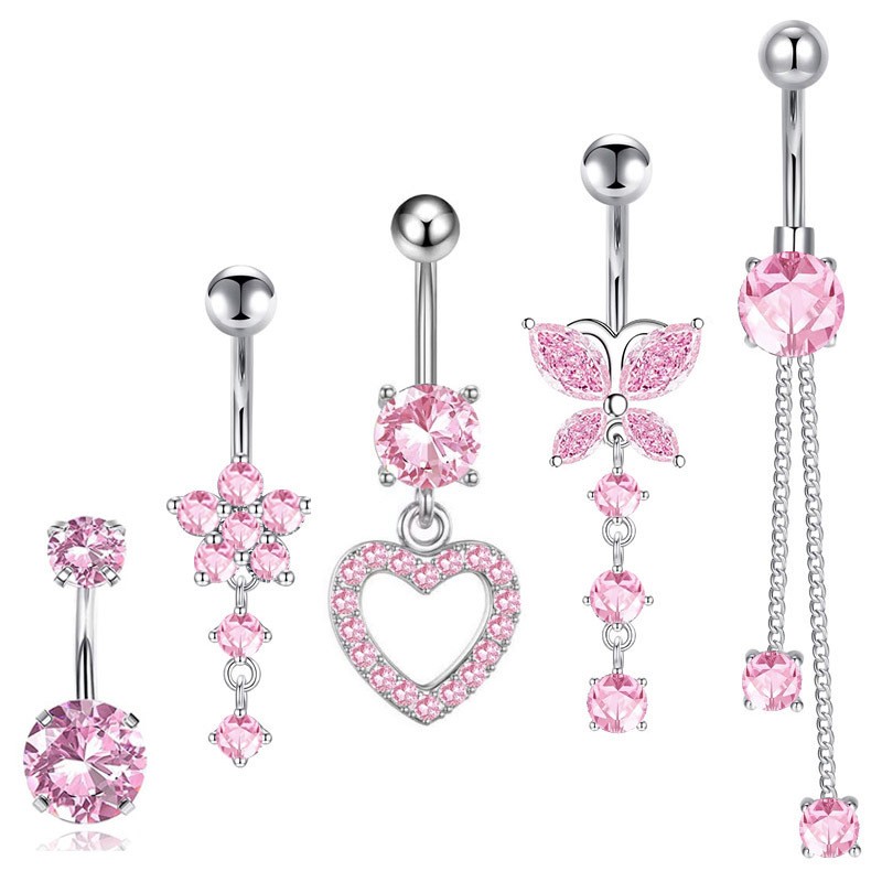 Belly Button Rings Manufacturer - 5 Pcs Set Silver Gold Heart