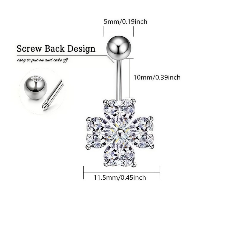 Four-leaf Clover Supplier - Dangle Belly Button Ring Navel