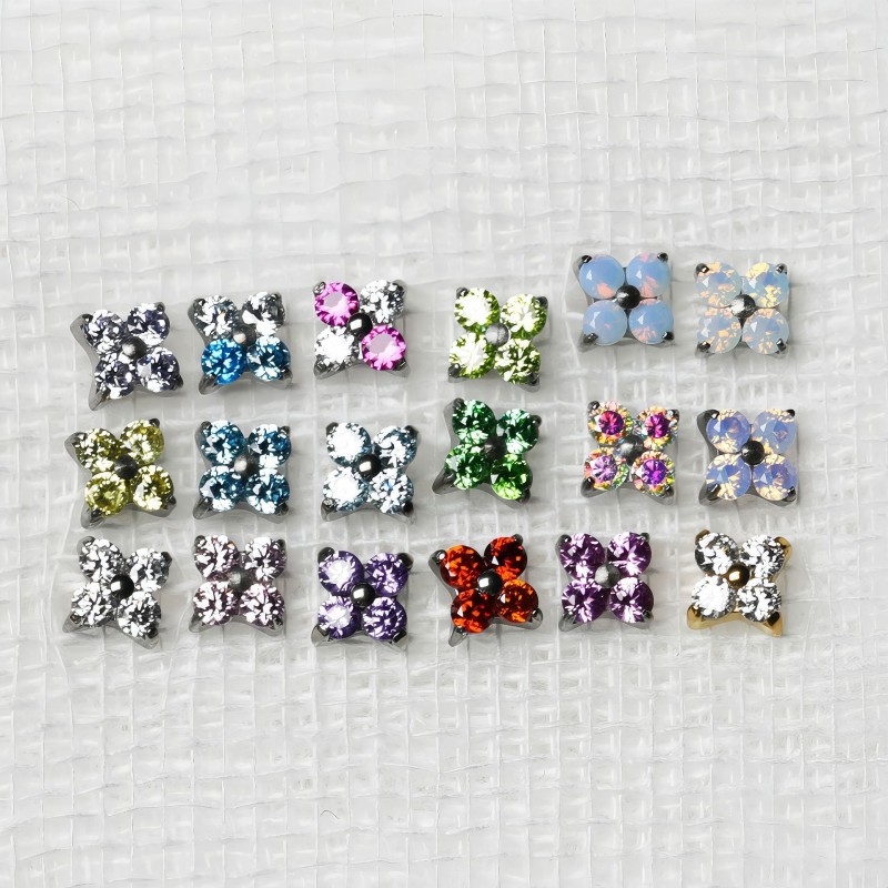 Titanium Jewelry Manufacturer - Colorful Zircon Round Lip Nail