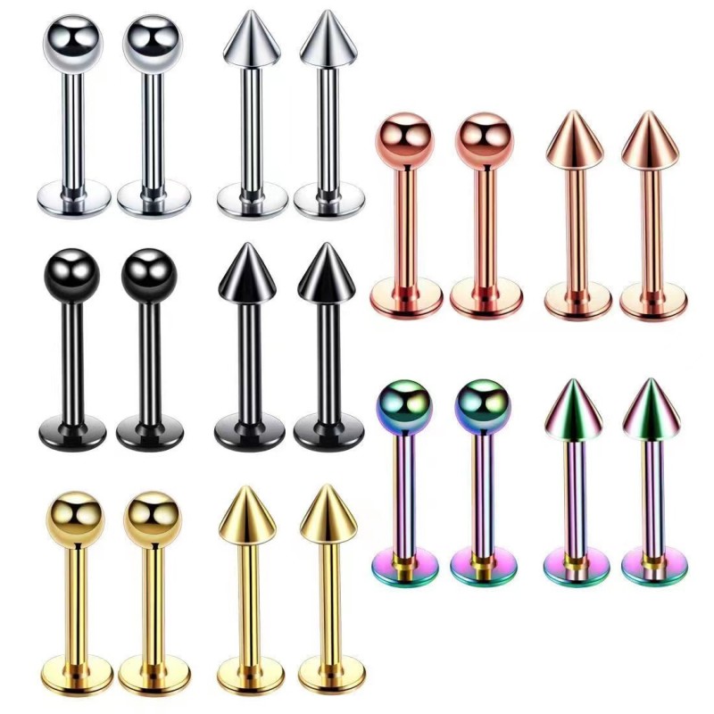 Body Piercing Jewelry Supplier - 6 Colors Ball Cone Labret Ring