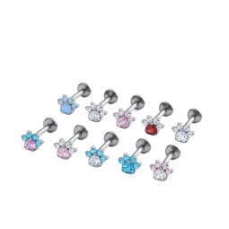 Titanium Piercing Factory - Peach Heart Cat Claw CZ Stud