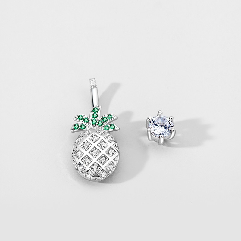 Silver Belly Ring Manufacturer - Fruit Pineapple Zircon Stud