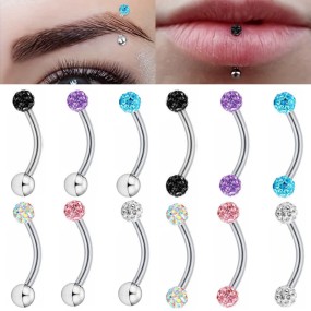 Piercing Jewelry Supplier - Stainless Steel Color Zircon Eyebrow
