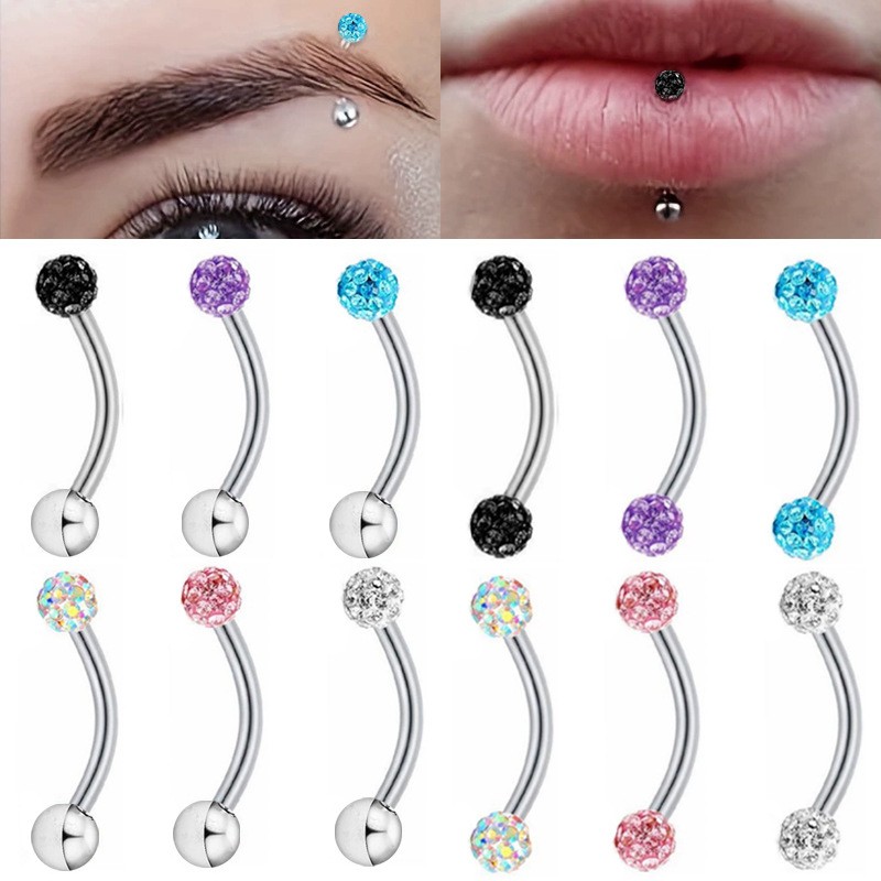 Piercing Jewelry Supplier - Stainless Steel Color Zircon Eyebrow