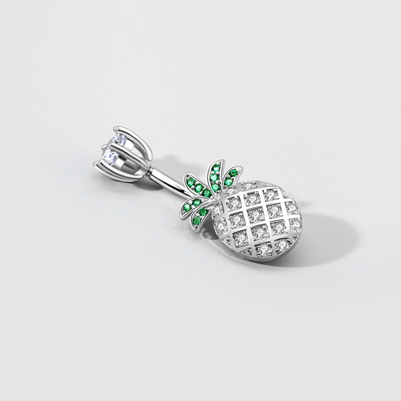 Silver Belly Ring Manufacturer - Fruit Pineapple Zircon Stud
