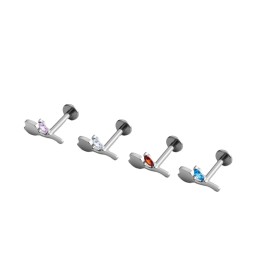 Titanium Ear Studs Manufacturer - Tulip Shape CZ Inlay Multicolor