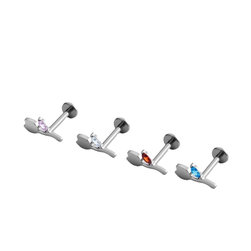 Titanium Ear Studs Manufacturer - Tulip Shape CZ Inlay Multicolor