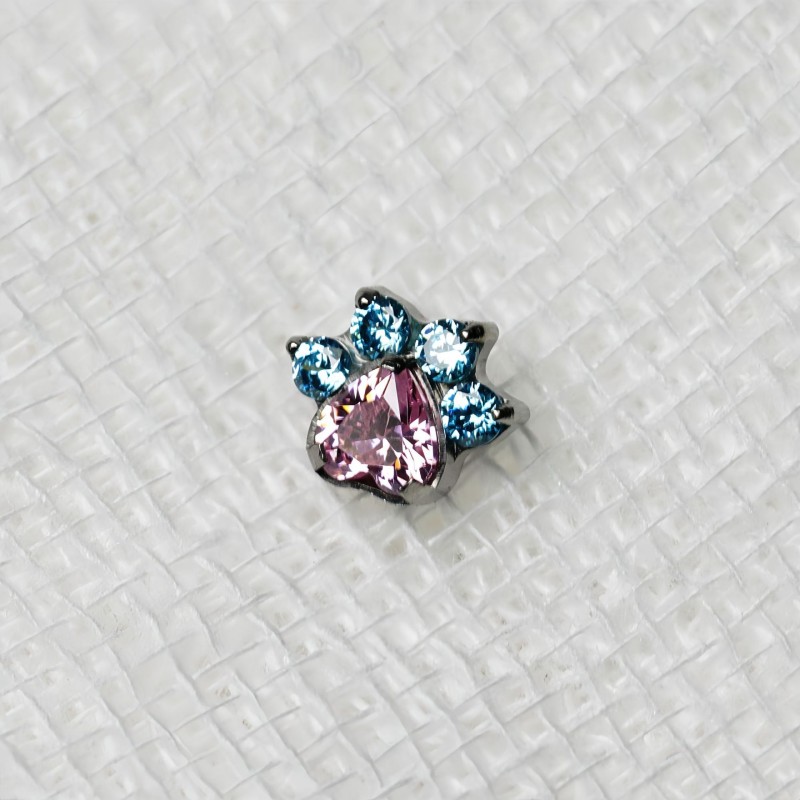 Titanium Piercing Factory - Peach Heart Cat Claw CZ Stud