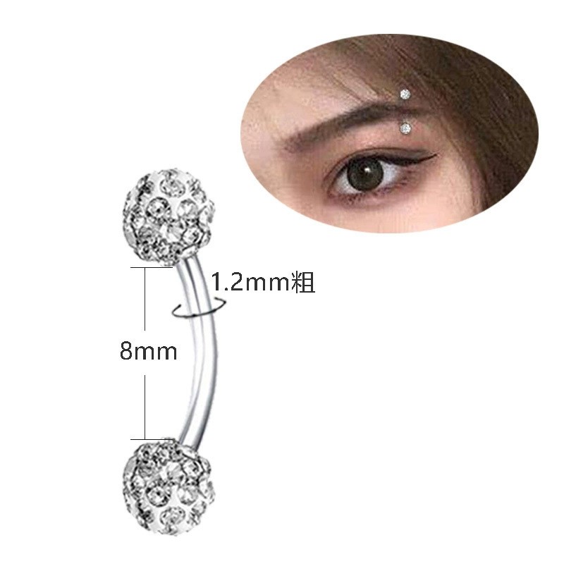 Piercing Jewelry Supplier - Stainless Steel Color Zircon Eyebrow