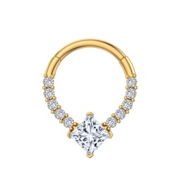 Zircon Nose Ring Manufacturer - Round Closed Loop Large Square