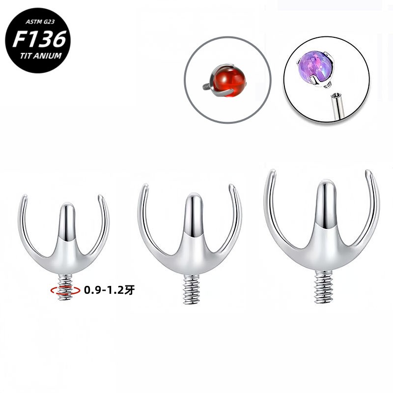 Piercing Accessories Factory - Titanium Three Claws Internal Thread