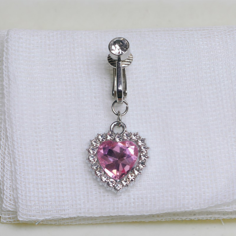 Non Piercing Ring Supplier - Fashion Heart-shaped Crystal Clip