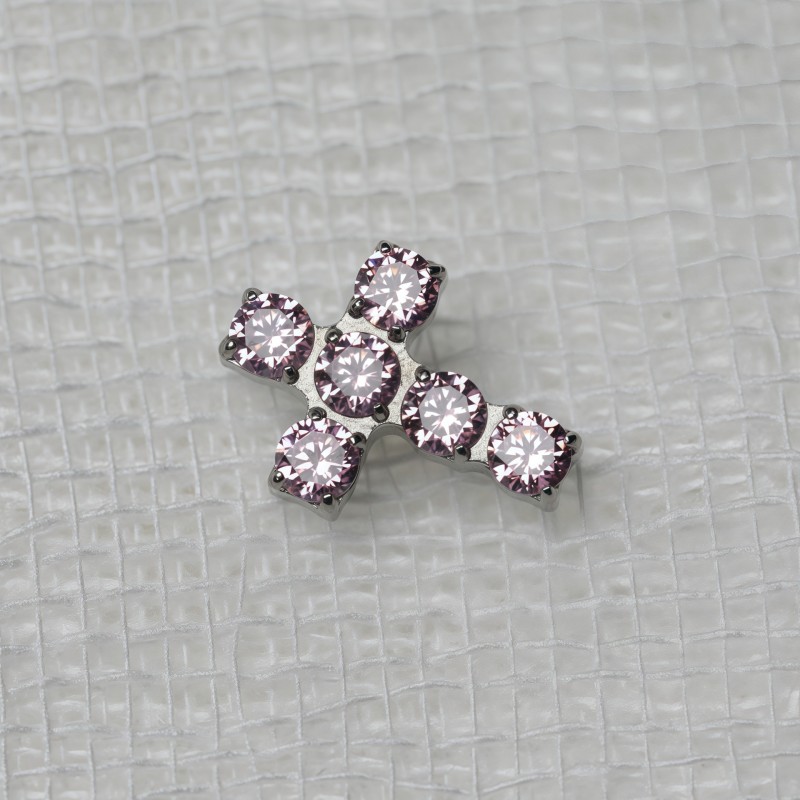Titanium Stud Earrings Manufacturer - 16G Implant Grade Cross CZ