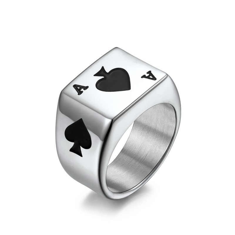 Playing Cards Ring Factory - Titanium Steel Hearts Spades Couple