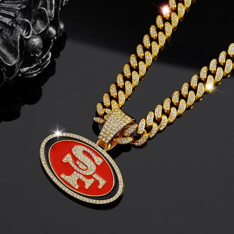 Oval Pendant Factory - Red Drip Oil SF 49ers Hip Hop Chain