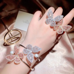 Butterfly Bracelet Set Factory - Open Ring Copper Zircon Wholesale